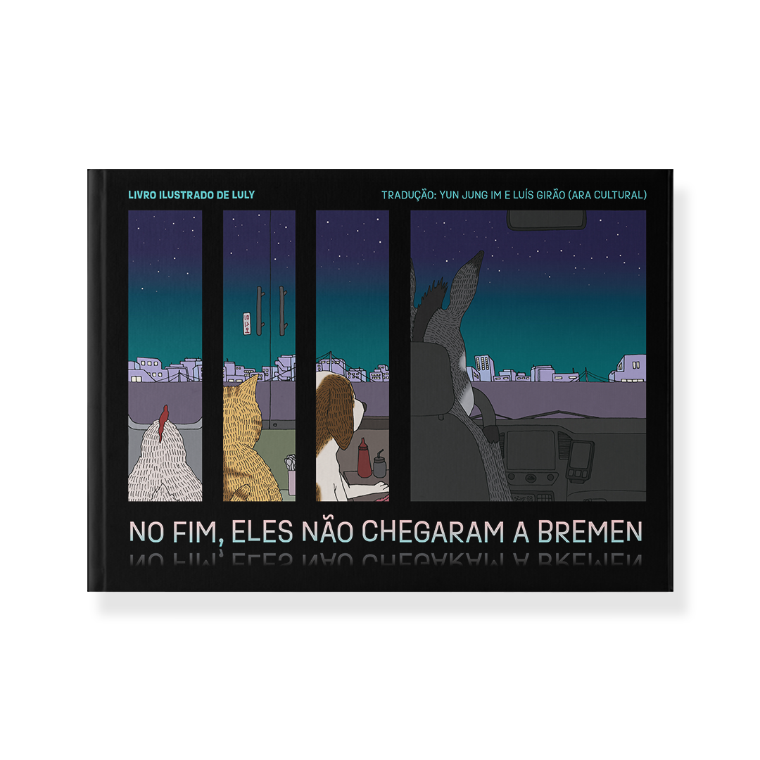 Capa do livro No fim, eles não chegaram a Bremen, de Luly, com quatro animais em um metrô.